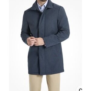 NEW Van Heusen Men Ex L Tedford Overcoat Jacket Stand Collar Blue Free Shipping